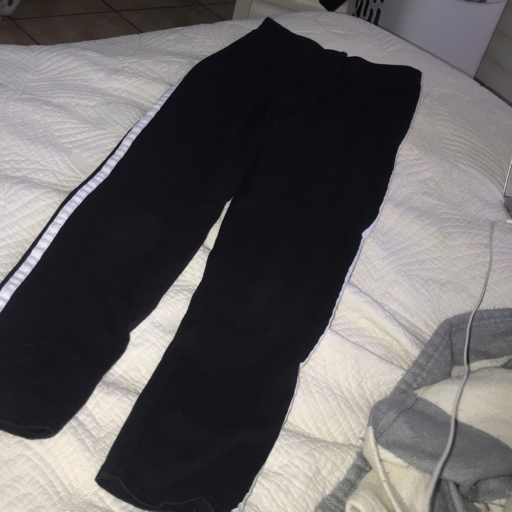Shein black leggings with white strip